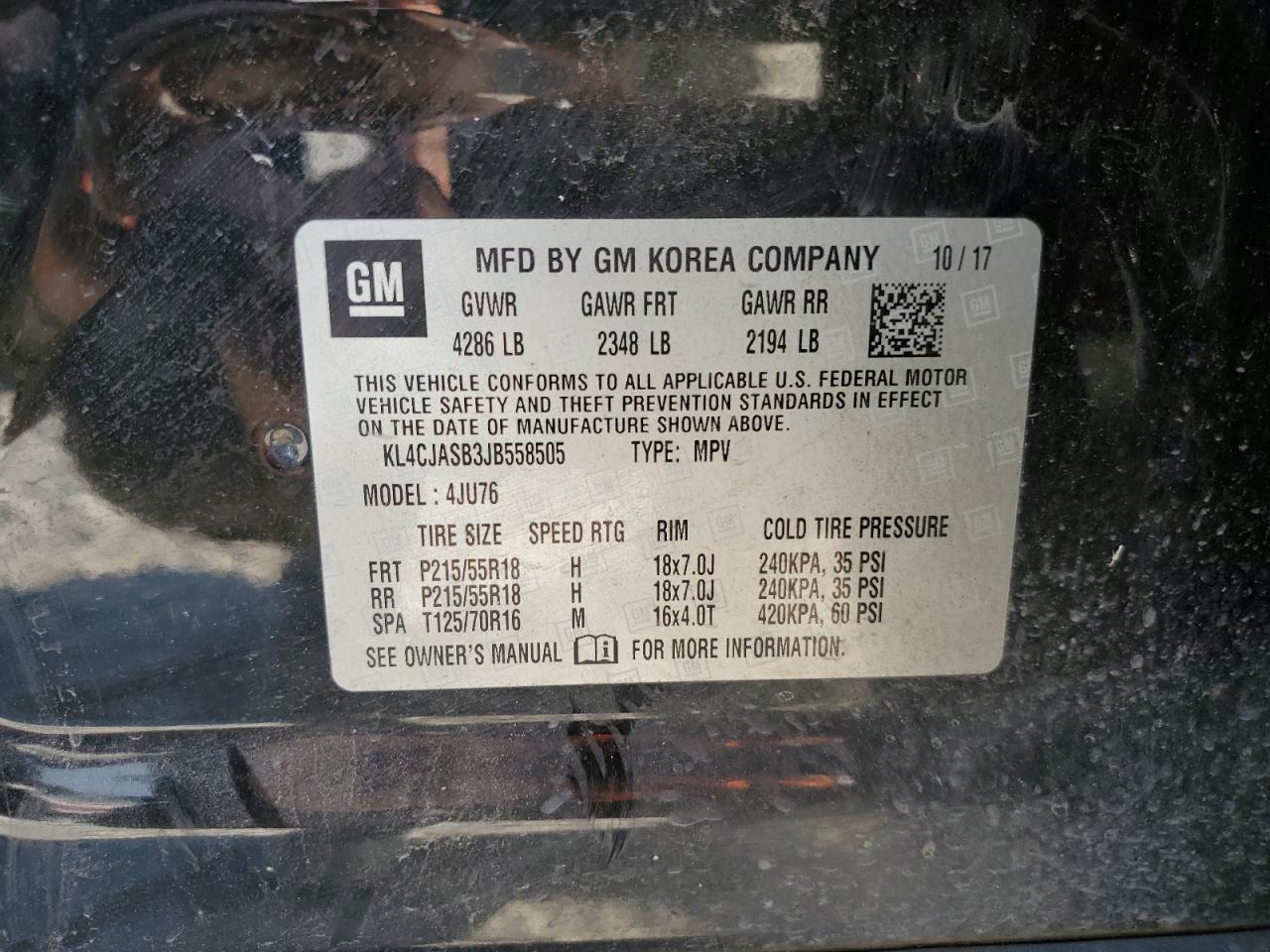 KL4CJASB3JB558505 2018 Buick Encore Preferred