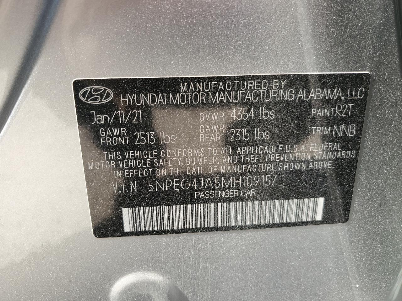 5NPEG4JA5MH109157 2021 Hyundai Sonata Se