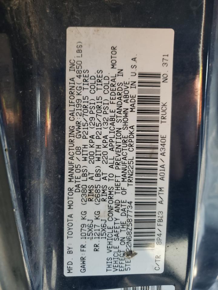 5TETX22N68Z587734 2008 Toyota Tacoma Access Cab