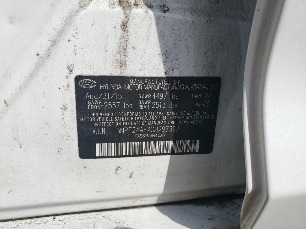 2016 Hyundai Sonata Se VIN: 5NPE24AF2GH297392 Lot: 74248244