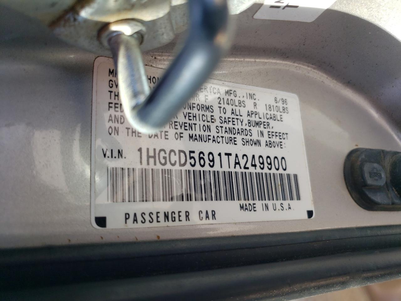 1HGCD5691TA249900 1996 Honda Accord Value