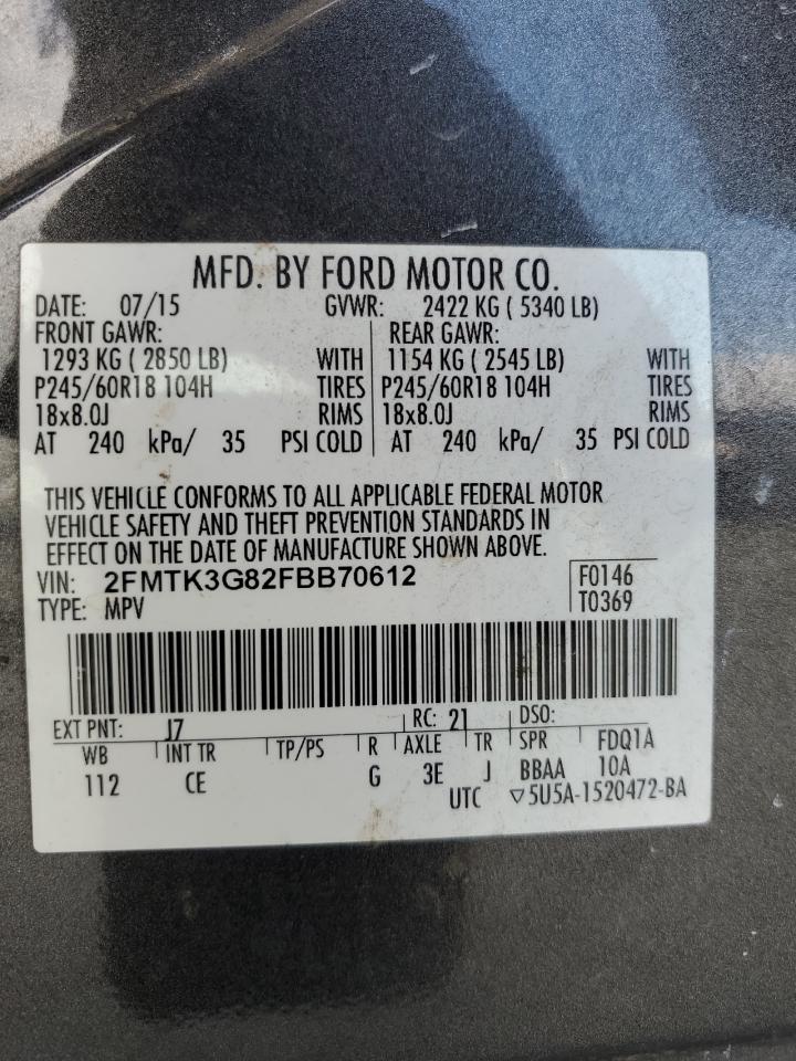 2FMTK3G82FBB70612 2015 FORD EDGE - Image 13