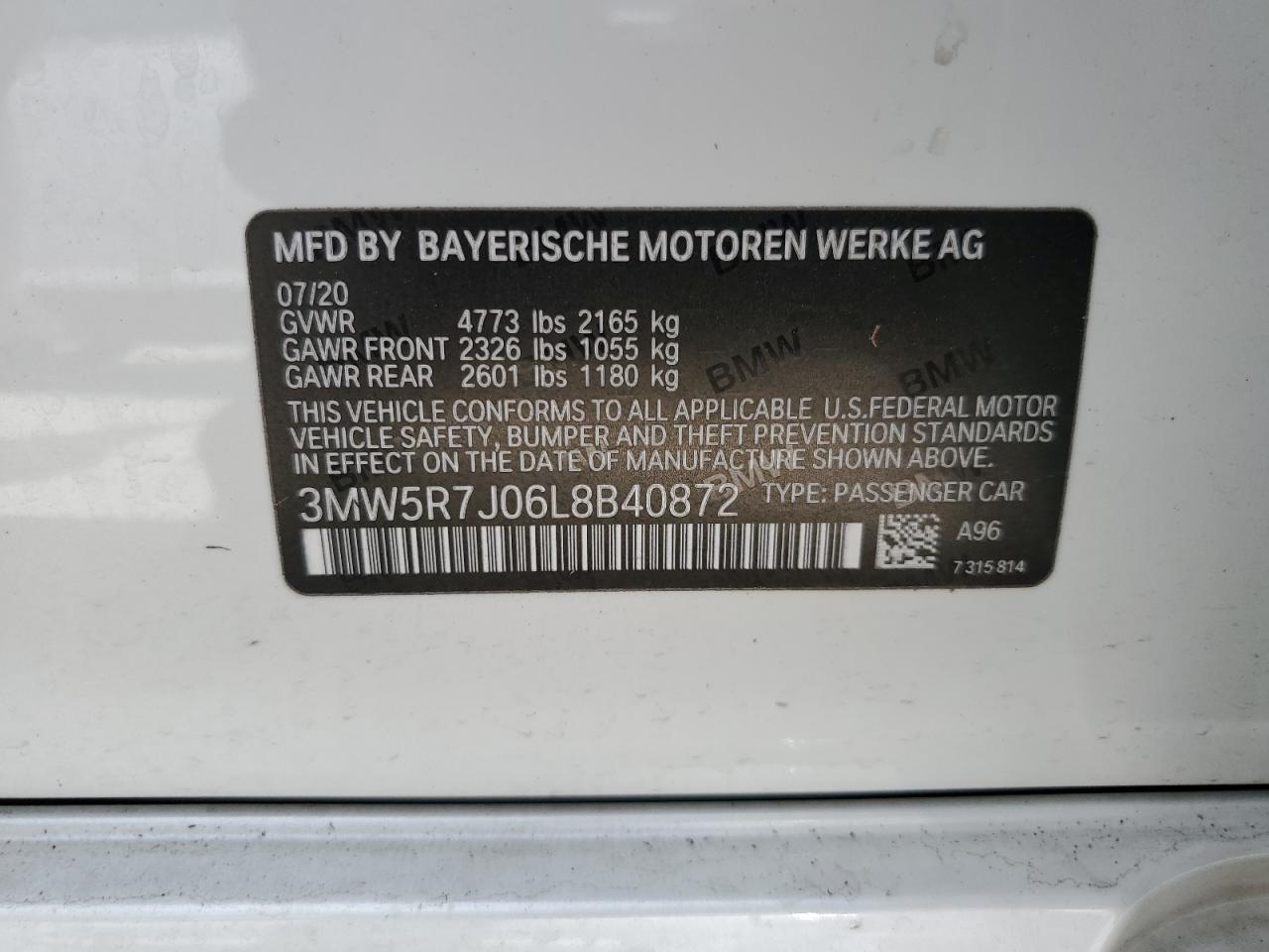 VIN 3MW5R7J06L8B40872 2020 BMW 3 SERIES no.13