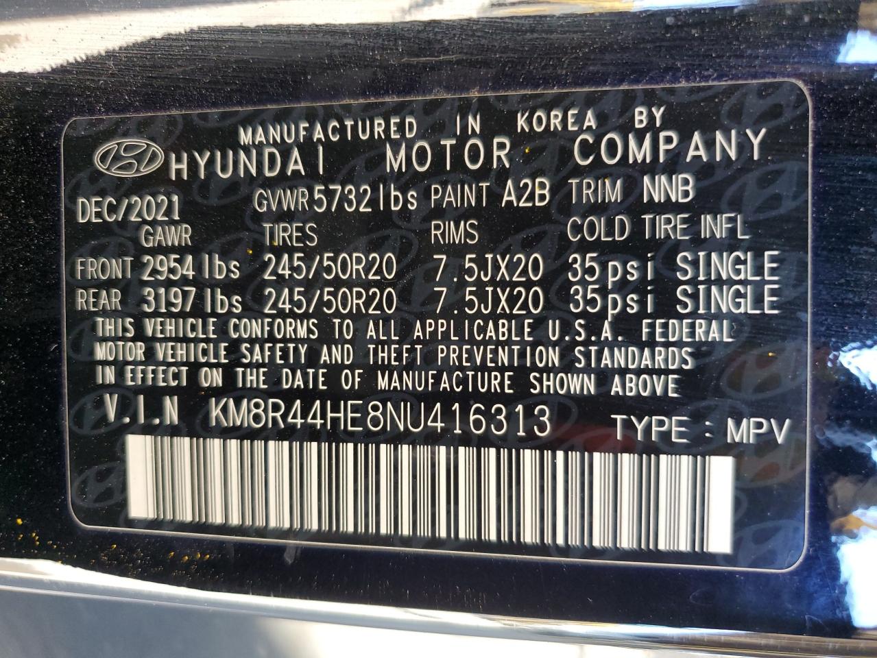 2022 Hyundai Palisade Sel VIN: KM8R44HE8NU416313 Lot: 73125594