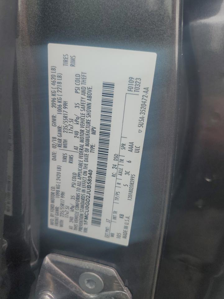 1FMCU0GD2JUB58940 2018 Ford Escape Se