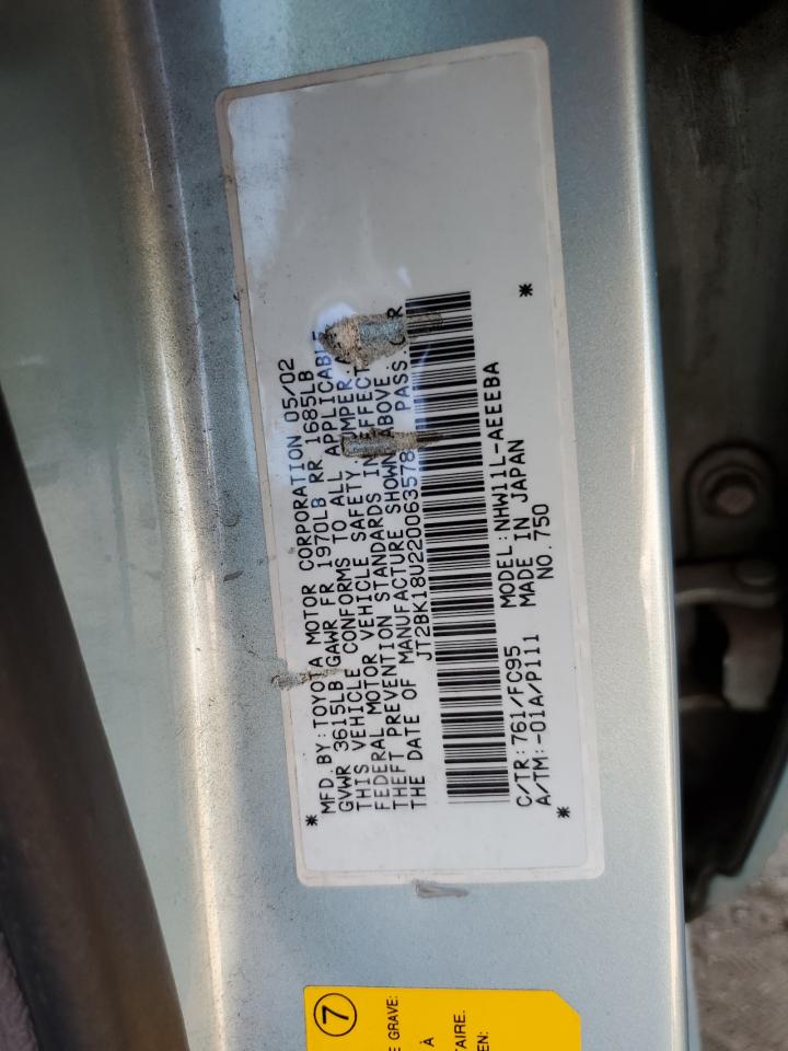 JT2BK18U220063578 2002 Toyota Prius