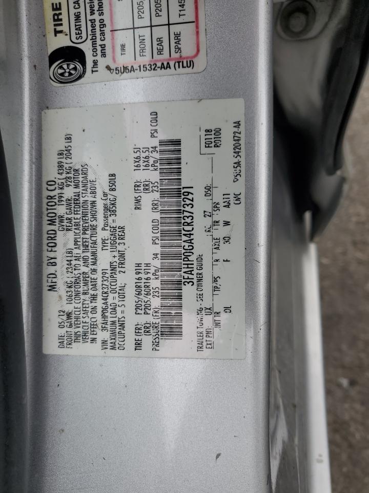 3FAHP0GA4CR373291 2012 Ford Fusion S