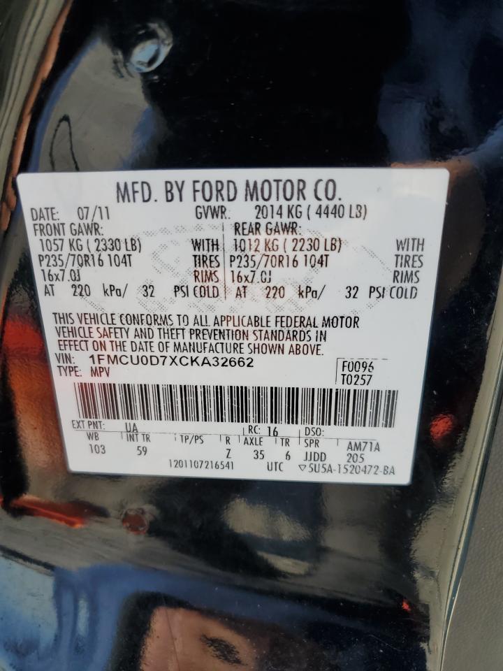 1FMCU0D7XCKA32662 2012 Ford Escape Xlt