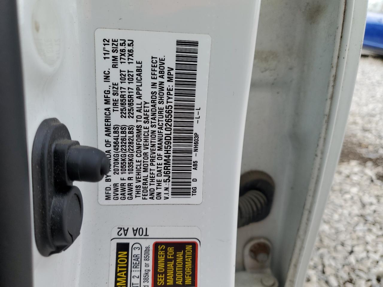 2013 Honda Cr-V Ex VIN: 5J6RM4H59DL026565 Lot: 76384694