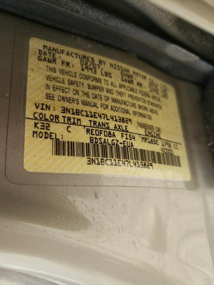 3N1BC11E47L413829 2007 Nissan Versa S