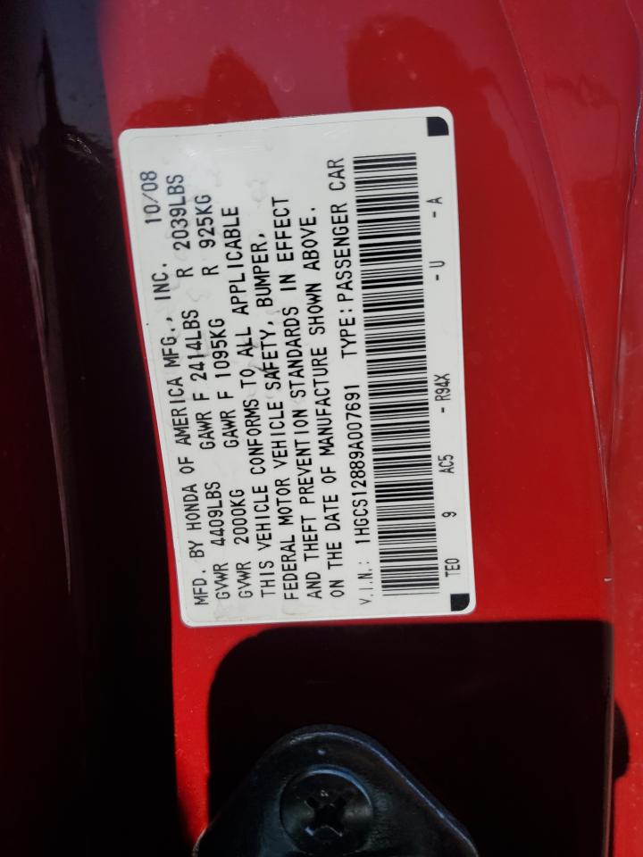 1HGCS12889A007691 2009 Honda Accord Exl