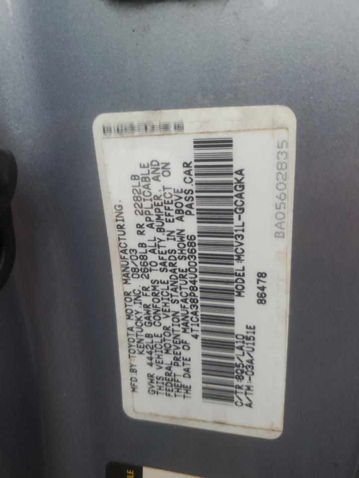 4T1CA38P84U003686 2004 Toyota Camry Solara Se