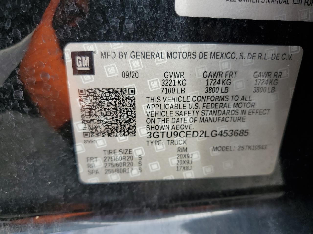 3GTU9CED2LG453685 2020 GMC Sierra K1500 Elevation