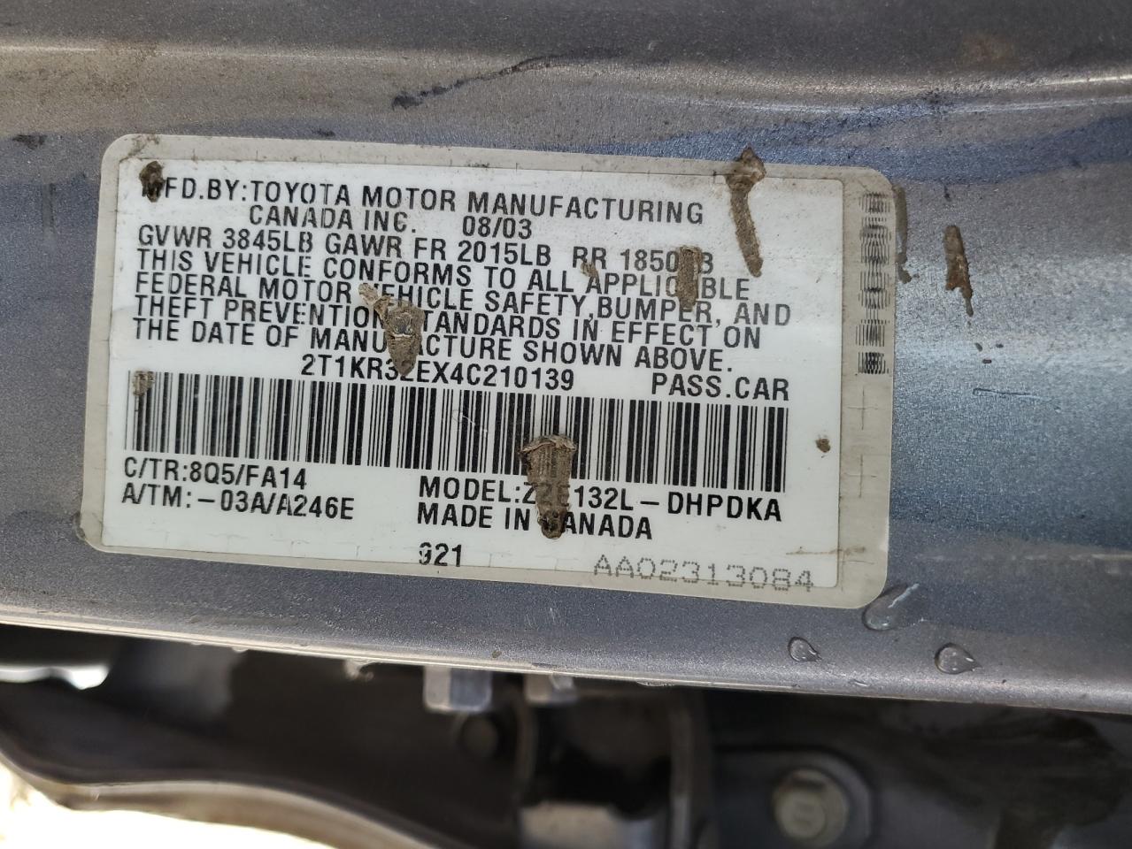 2T1KR32EX4C210139 2004 Toyota Corolla Matrix Xr