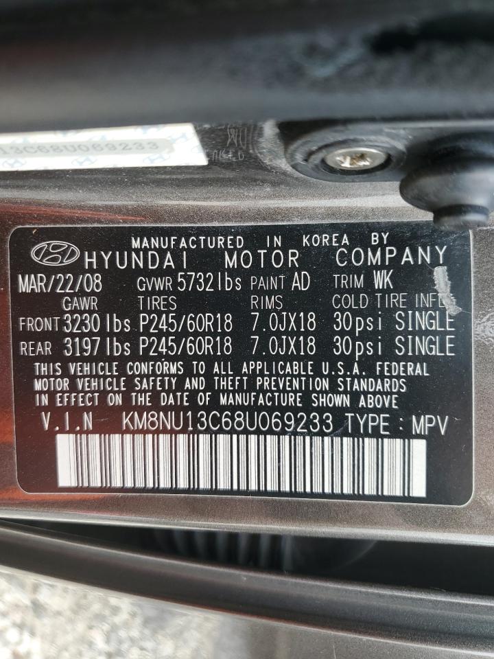 2008 Hyundai Veracruz Gls VIN: KM8NU13C68U069233 Lot: 78411644