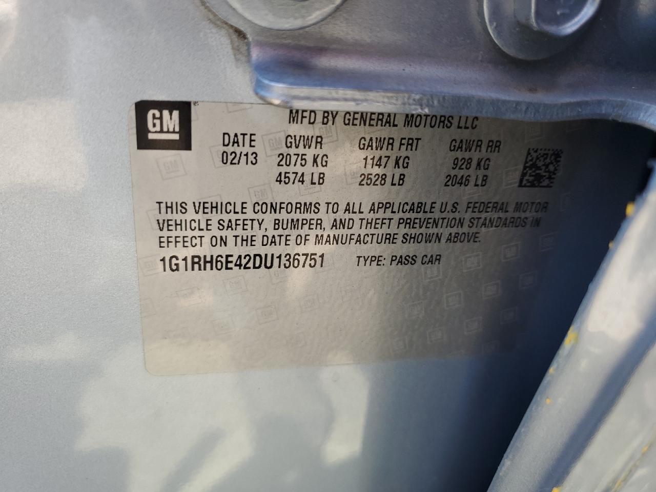 1G1RH6E42DU136751 2013 Chevrolet Volt