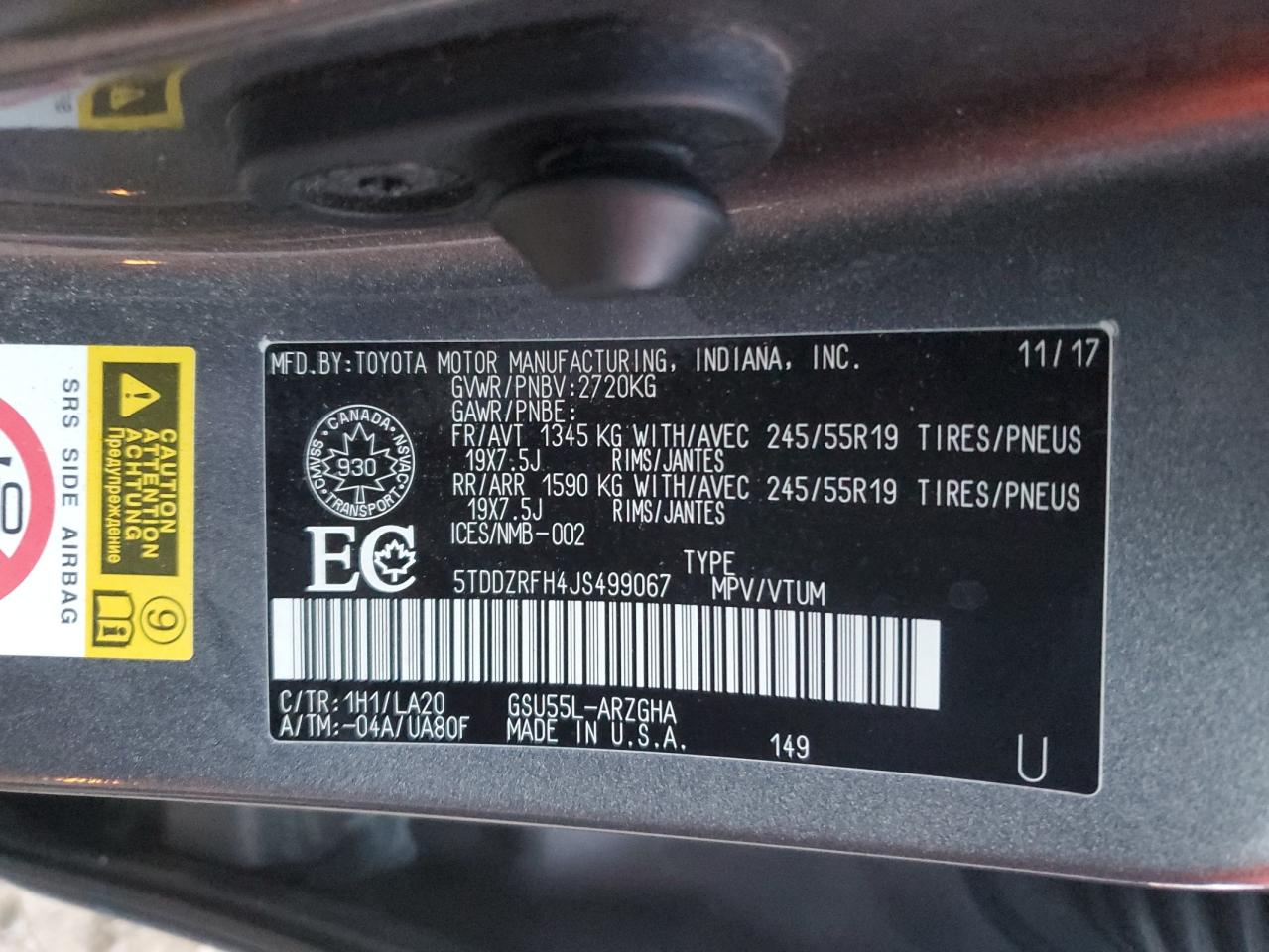 2018 Toyota Highlander Limited VIN: 5TDDZRFH4JS499067 Lot: 75171204