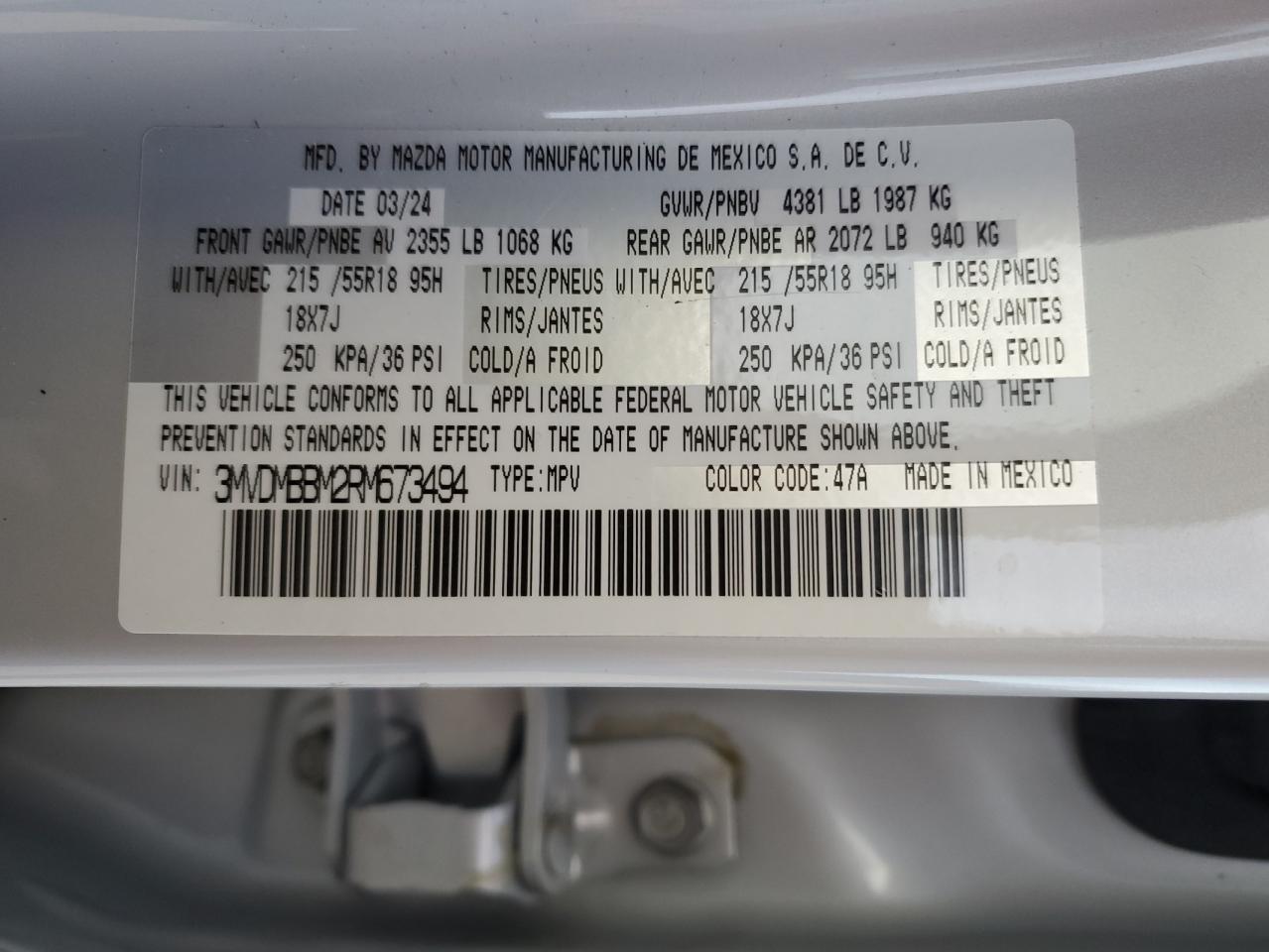 3MVDMBBM2RM673494 2024 Mazda Cx-30 Select