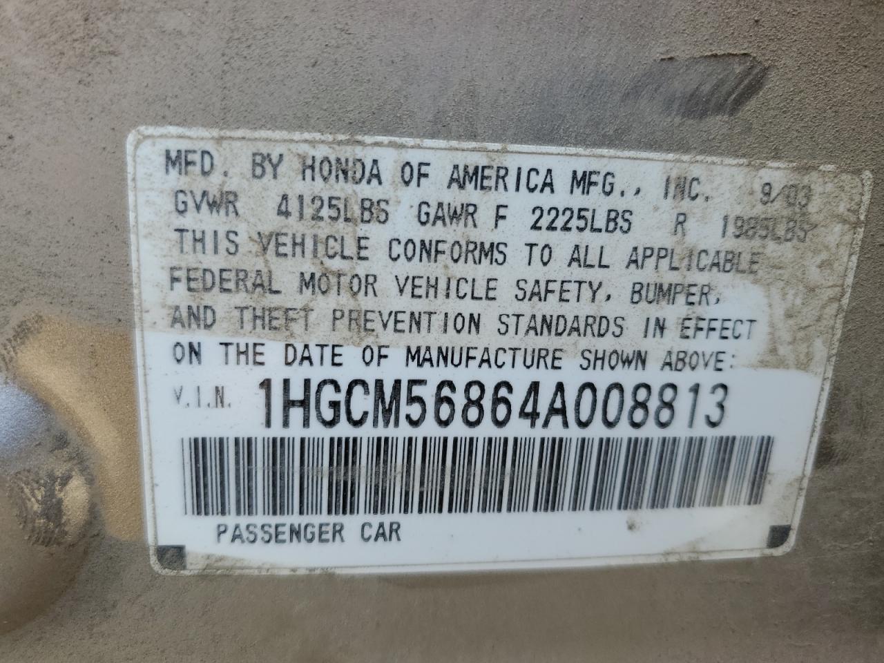 1HGCM56864A008813 2004 Honda Accord Ex