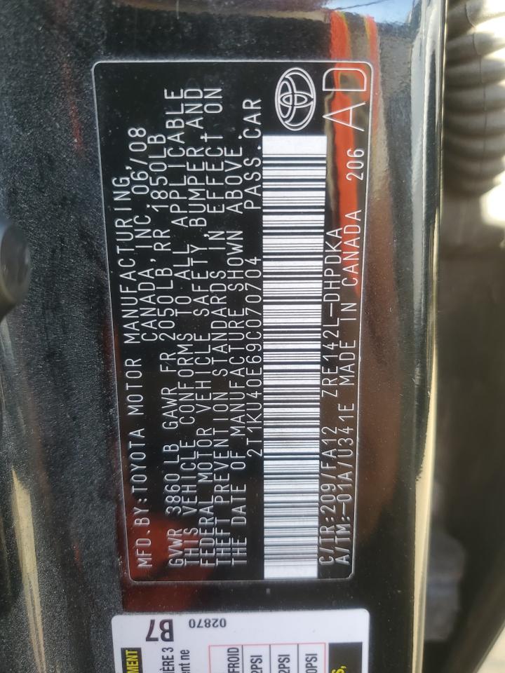 2009 Toyota Corolla Matrix VIN: 2T1KU40E69C070704 Lot: 75939724