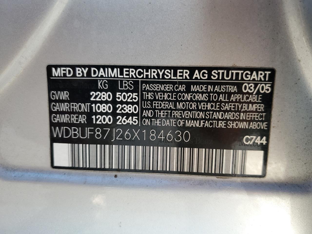 WDBUF87J26X184630 2006 Mercedes-Benz E 350 4Matic