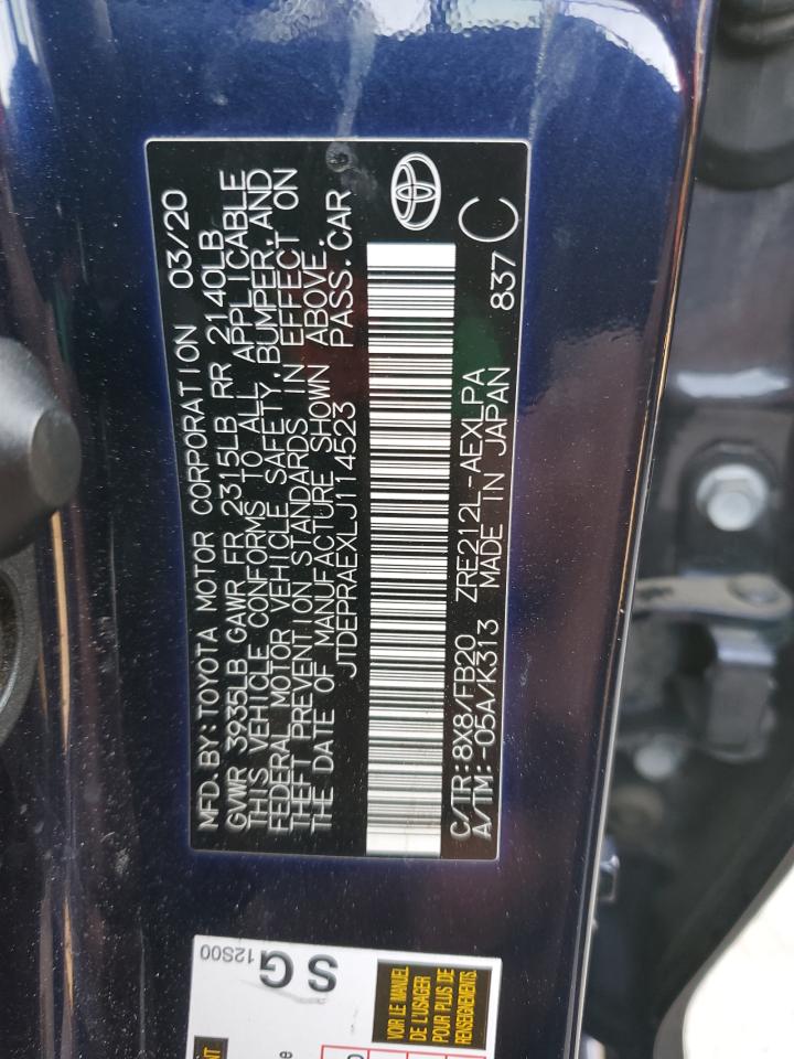 2020 Toyota Corolla Le VIN: JTDEPRAEXLJ114523 Lot: 74035634