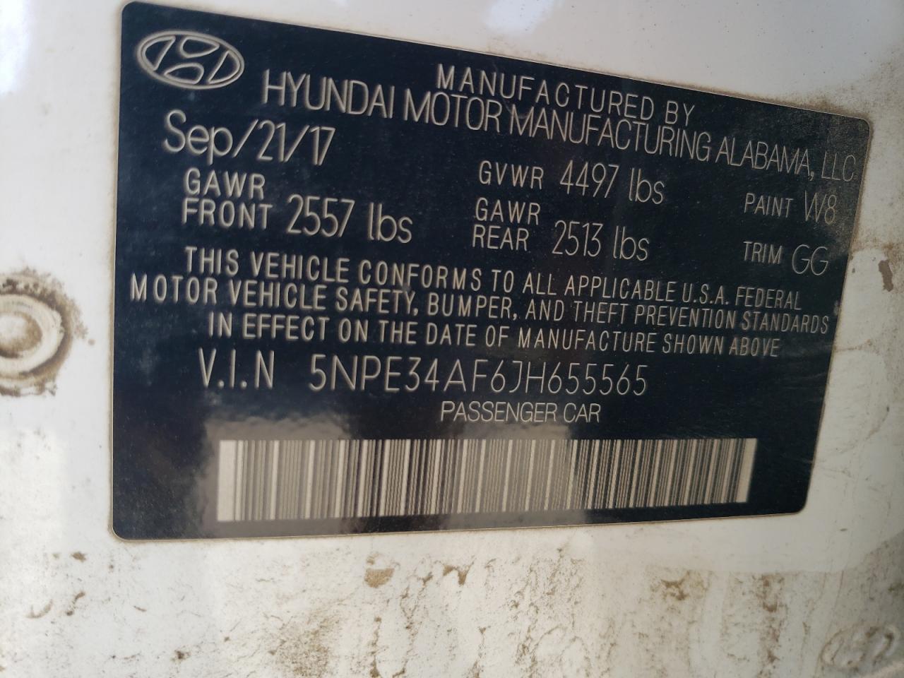 5NPE34AF6JH655565 2018 Hyundai Sonata Sport