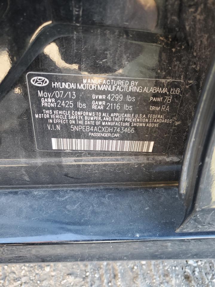 5NPEB4ACXDH743466 2013 Hyundai Sonata Gls