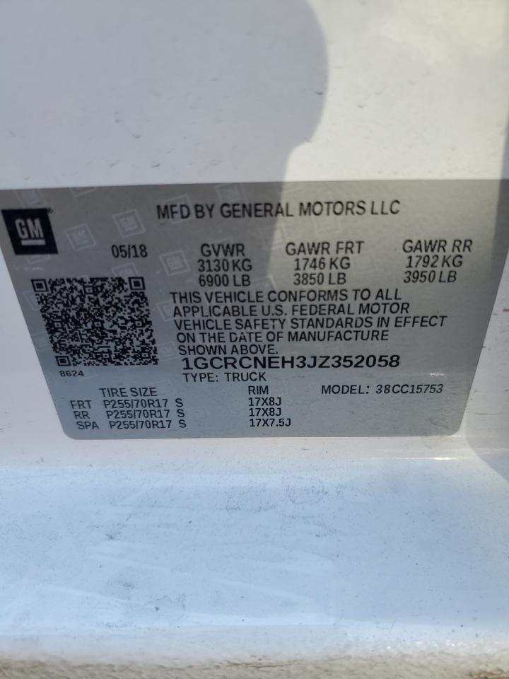 2018 Chevrolet Silverado C1500 VIN: 1GCRCNEH3JZ352058 Lot: 80215484