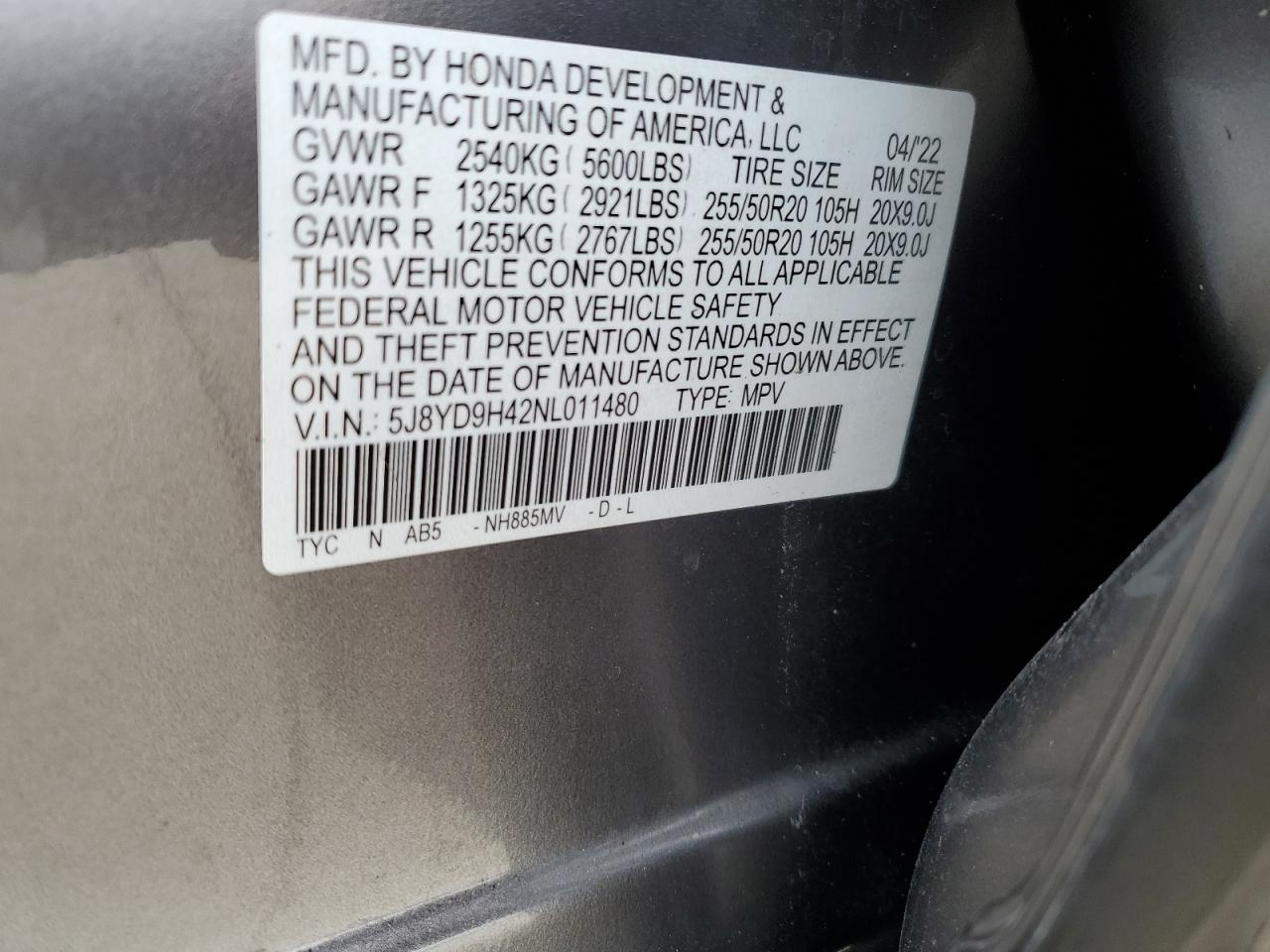 5J8YD9H42NL011480 2022 Acura Mdx Technology