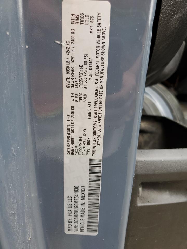 2021 Ram Promaster 3500 3500 High VIN: 3C6MRVJG0ME541036 Lot: 64720735