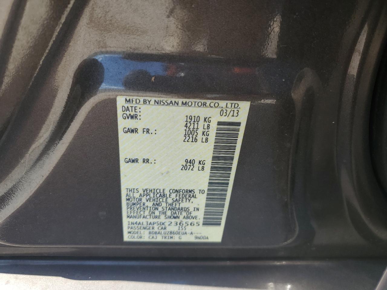 1N4AL3AP5DC236565 2013 Nissan Altima 2.5