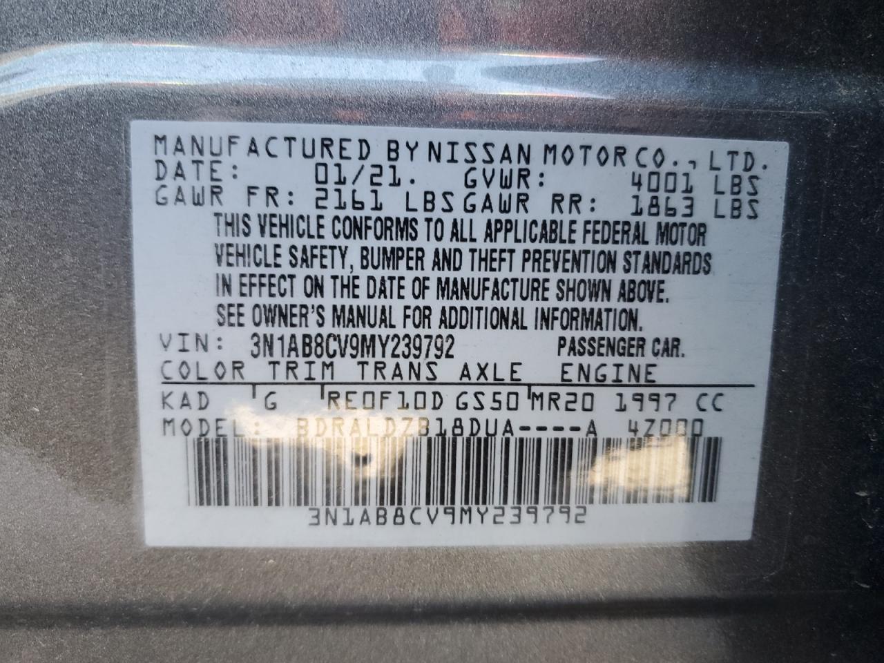 2021 Nissan Sentra Sv VIN: 3N1AB8CV9MY239792 Lot: 75846104