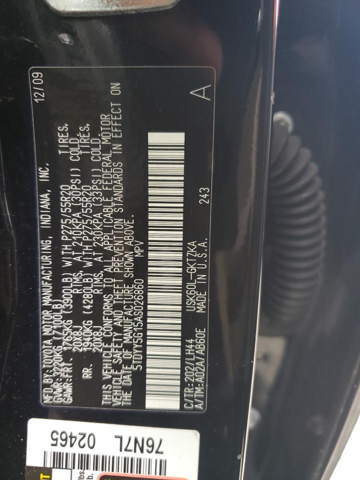 5TDYY5G15AS026860 2010 Toyota Sequoia Platinum