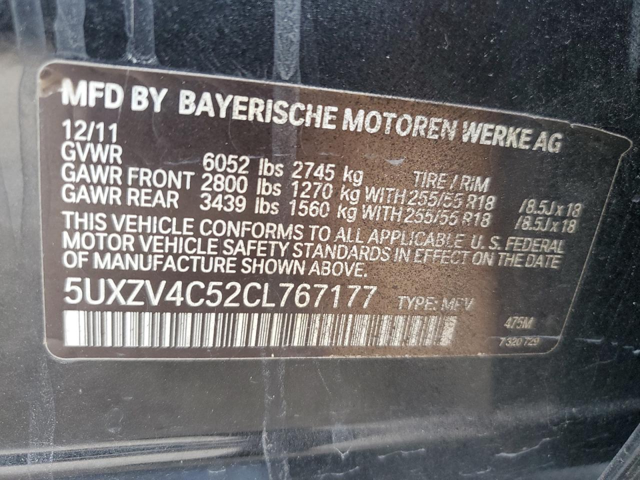 5UXZV4C52CL767177 2012 BMW X5 xDrive35I