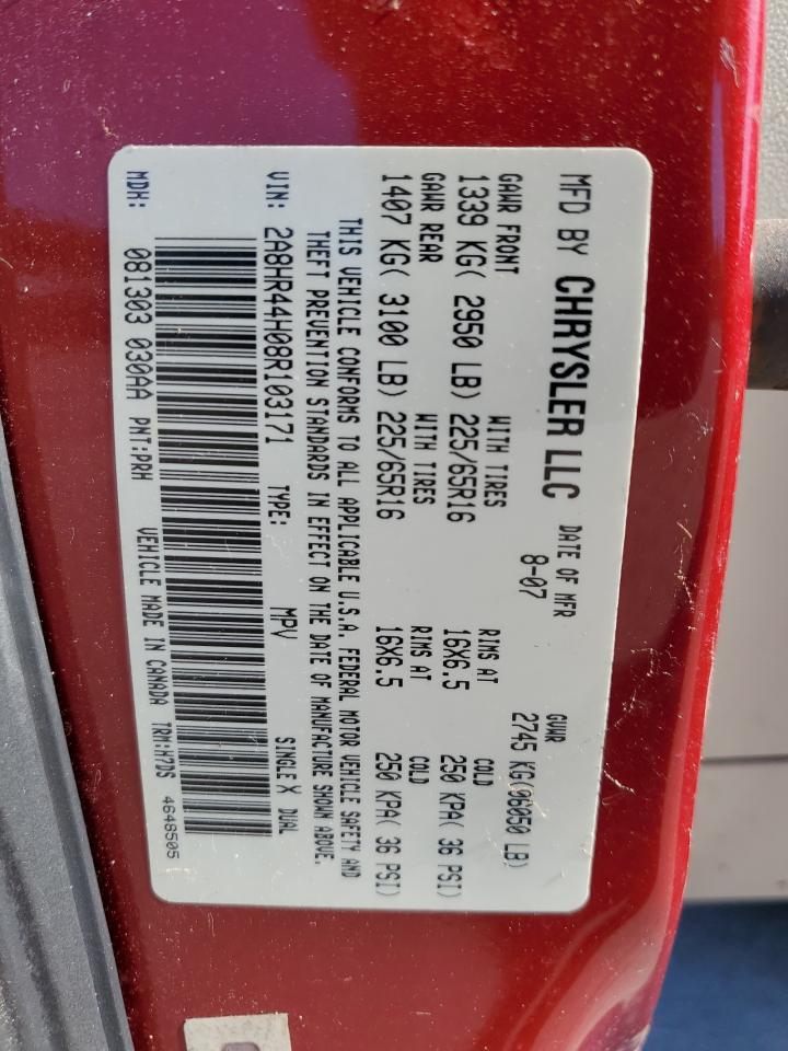 2008 Chrysler Town & Country Lx VIN: 2A8HR44H08R103171 Lot: 77841334