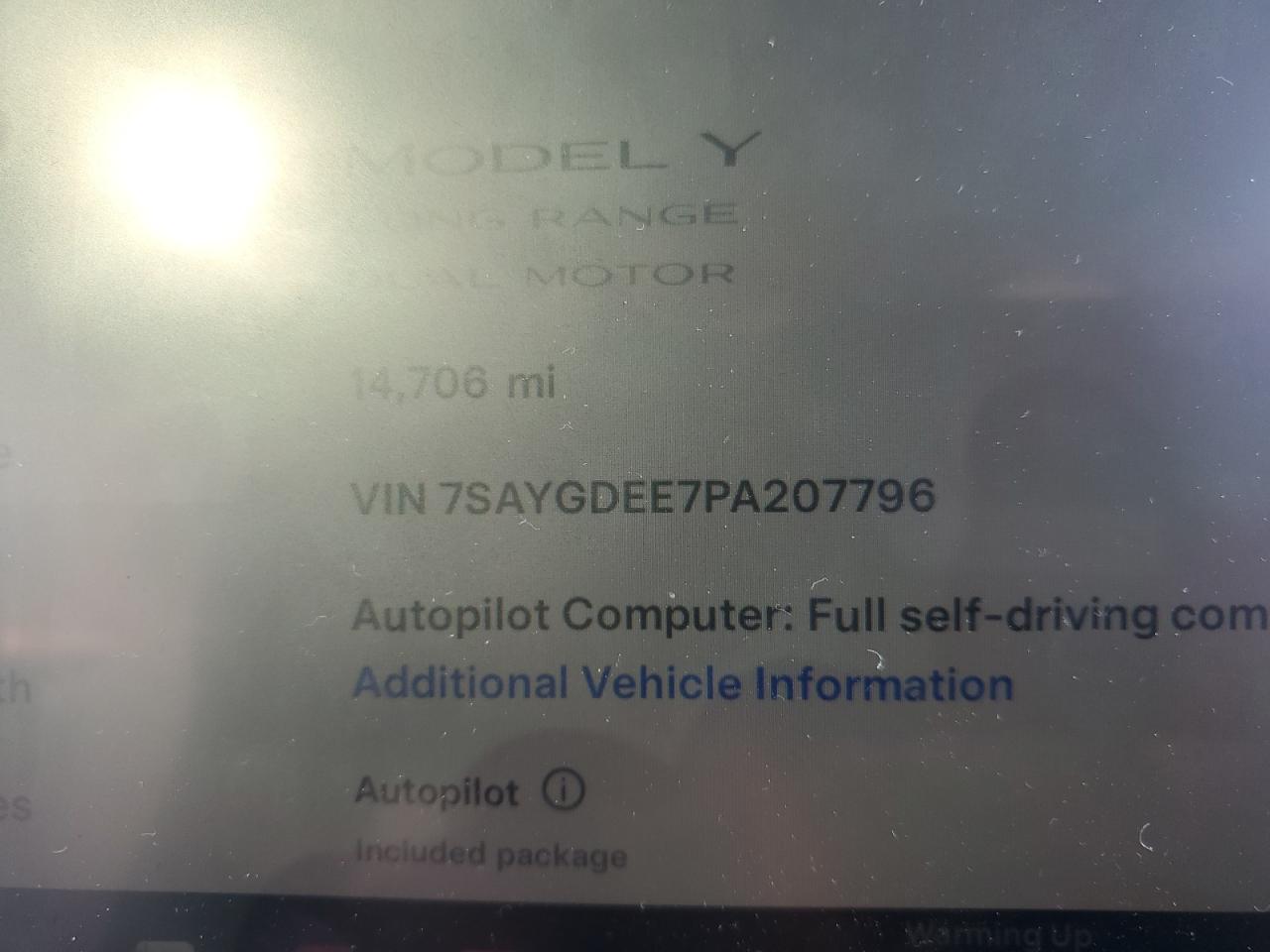 7SAYGDEE7PA207796 2023 Tesla Model Y