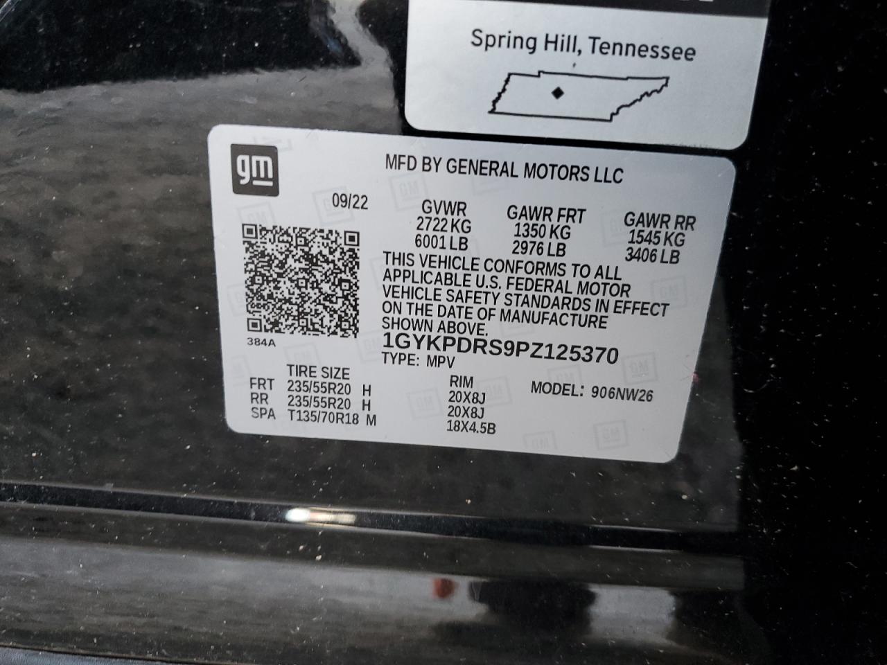 VIN 1GYKPDRS9PZ125370 2023 CADILLAC XT6 no.12