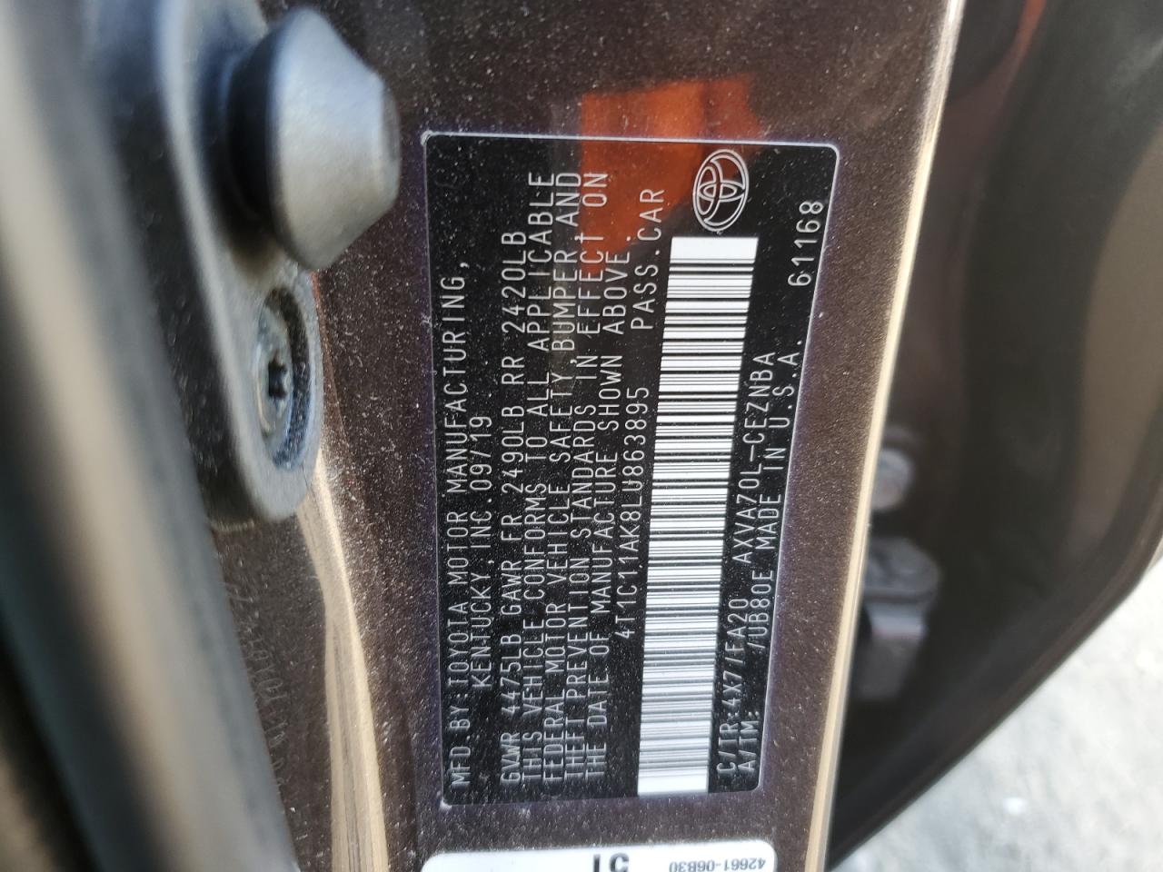 4T1C11AK8LU863895 2020 Toyota Camry Le