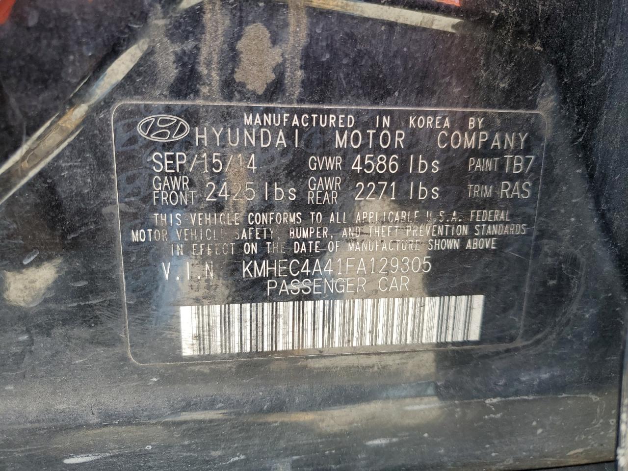 KMHEC4A41FA129305 2015 HYUNDAI SONATA - Image 12