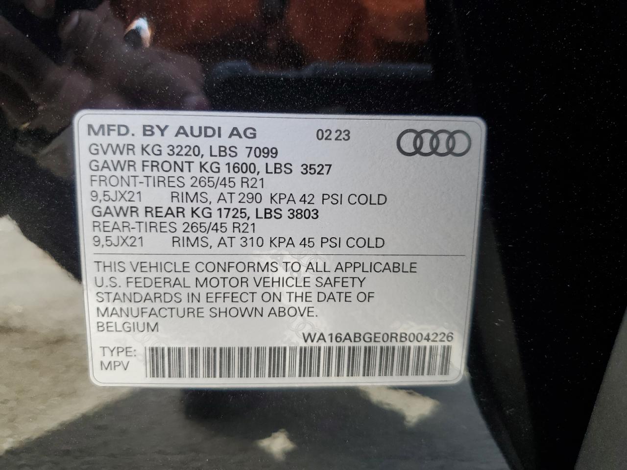 WA16ABGE0RB004226 2024 Audi Q8 E-Tron Prestige