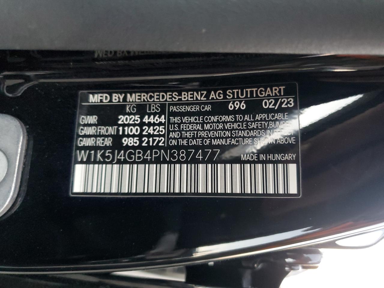 2023 Mercedes-Benz Cla 250 VIN: W1K5J4GB4PN387477 Lot: 75756744