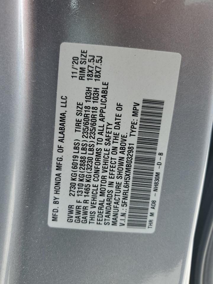 5FNRL6H5XMB032981 2021 Honda Odyssey Ex