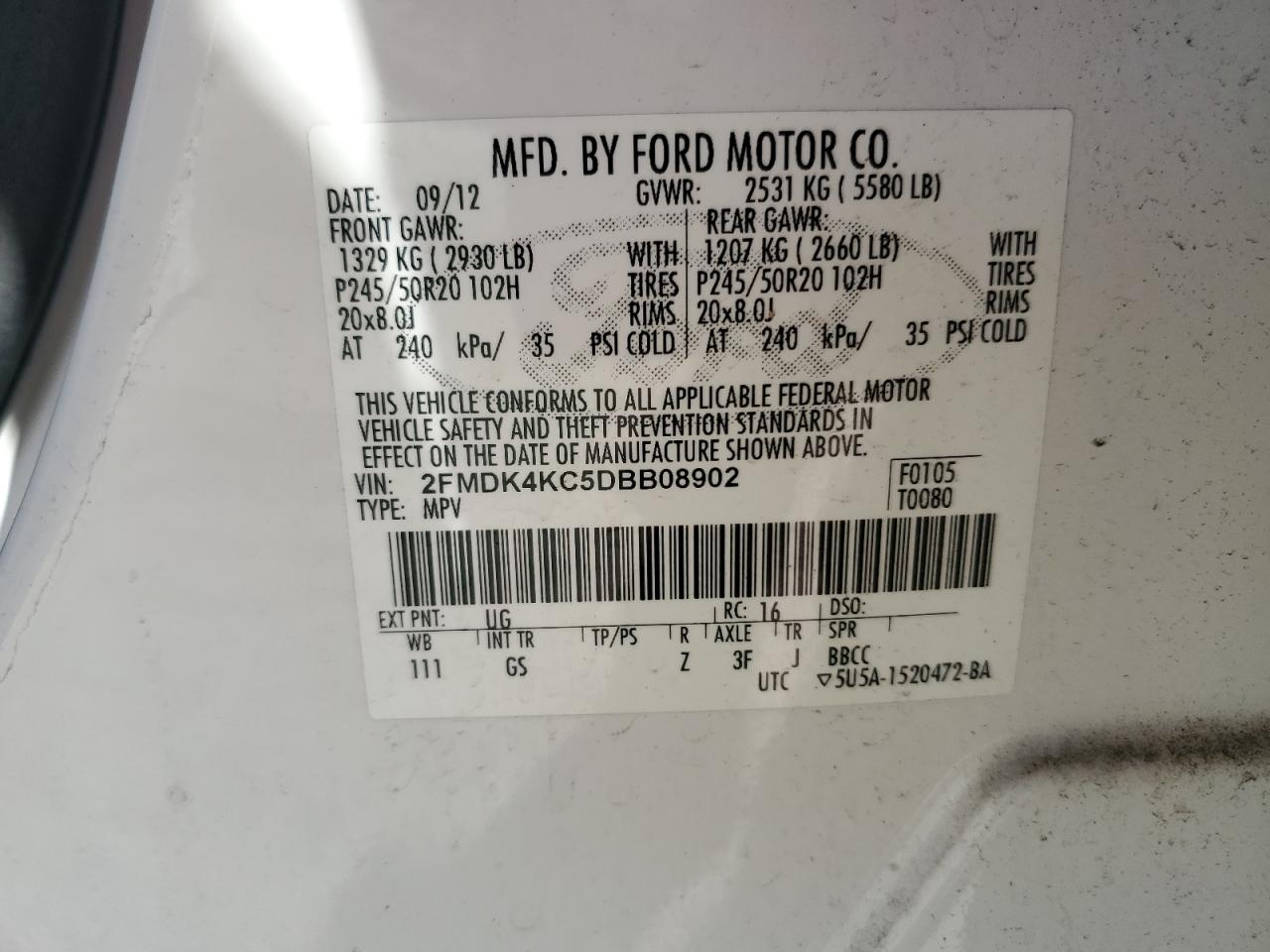 2FMDK4KC5DBB08902 2013 Ford Edge Limited