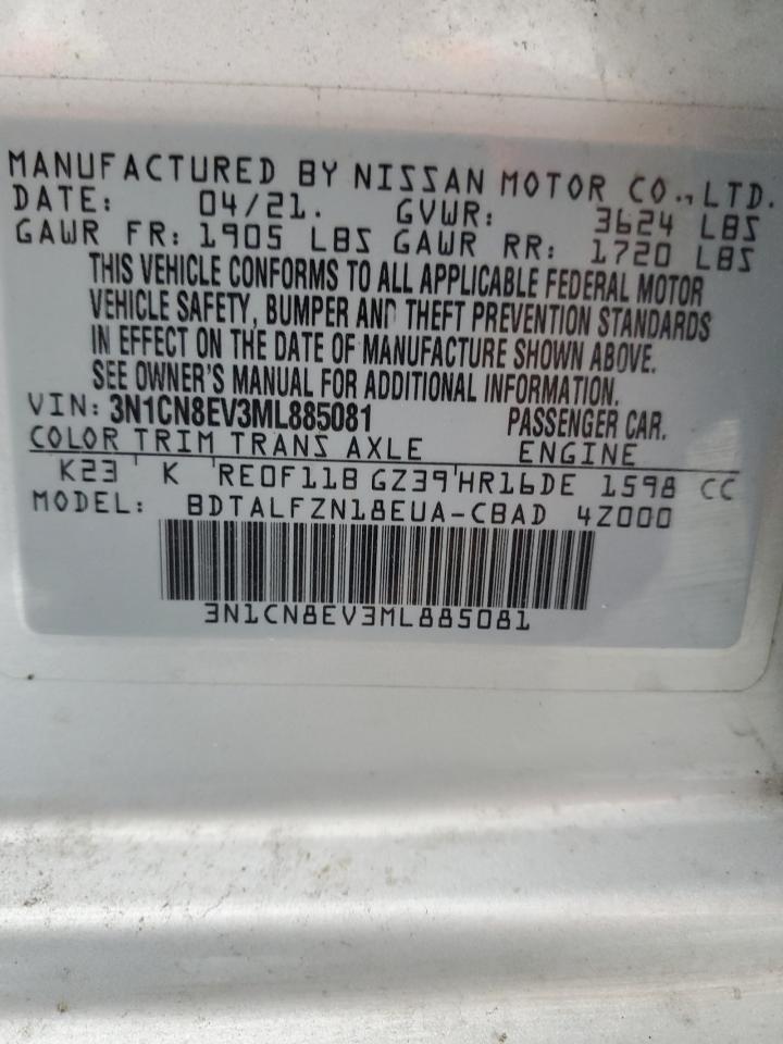 2021 Nissan Versa Sv VIN: 3N1CN8EV3ML885081 Lot: 77657644