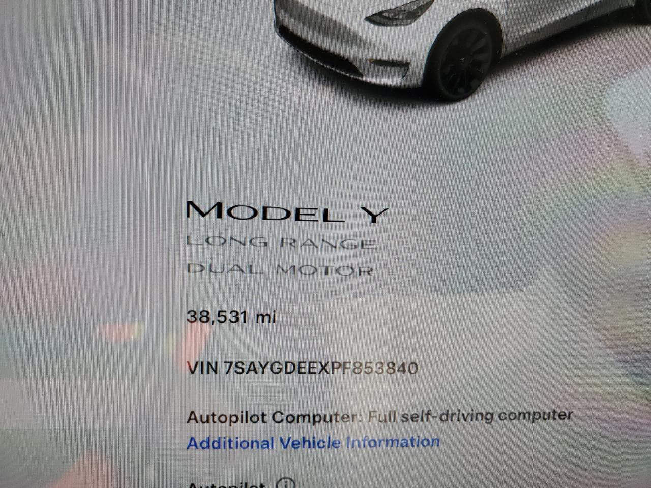 2020 Tesla Model Y VIN: 7SAYGDEEXPF853840 Lot: 75936744