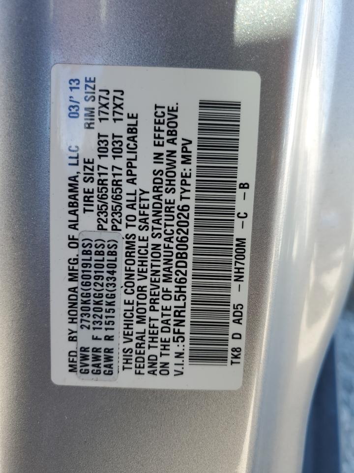 5FNRL5H62DB06026 2013 Honda Odyssey Exl