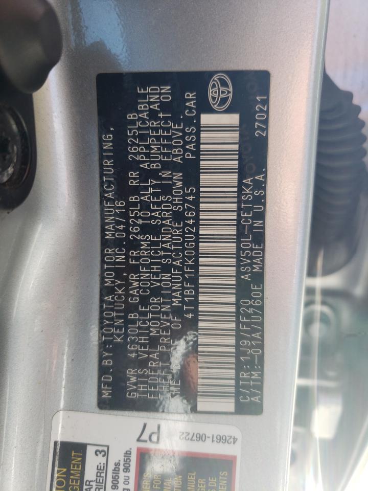 VIN 4T1BF1FK0GU246745 2016 TOYOTA CAMRY no.13