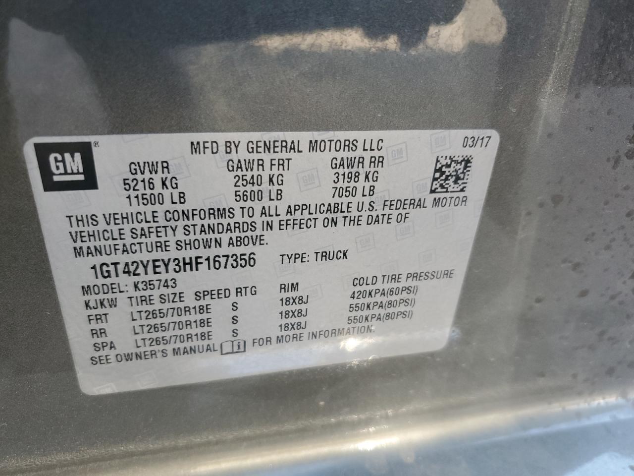 1GT42YEY3HF167356 2017 GMC Sierra K3500 Denali