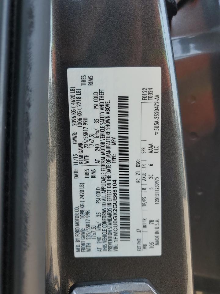 1FMCU0GX2GUB66104 2016 Ford Escape Se